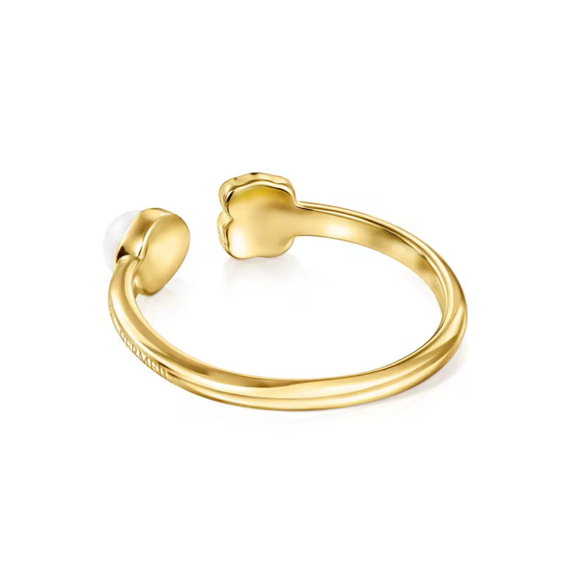 Tous Glory - Pierścionek z żółtego srebra Vermeil z perłą i onyksem