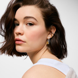 Małe dwukolorowe kolczyki TOUS kreolki z motywem misia Sweet Dolls