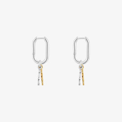 Małe dwukolorowe kolczyki TOUS kreolki z motywem misia Sweet Dolls