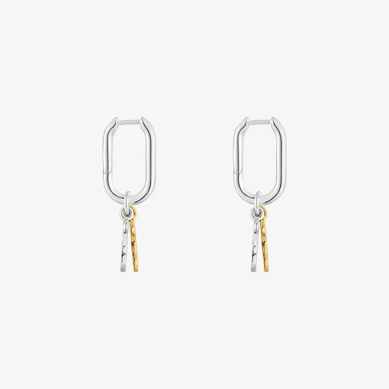 Małe dwukolorowe kolczyki TOUS kreolki z motywem misia Sweet Dolls