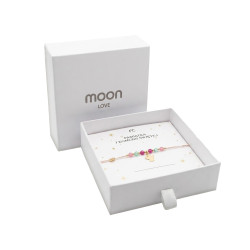 Bransoletka sznurkowa srebrna próby 925 z aniołkiem i fasetowanymi kolorowymi kamieniami