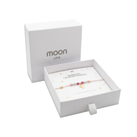 Bransoletka sznurkowa srebrna próby 925 z aniołkiem i fasetowanymi kolorowymi kamieniami