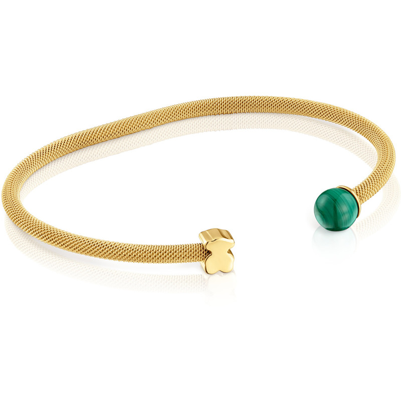 Bransoleta TOUS złotego koloru ze stali z malachitem Icon Mesh