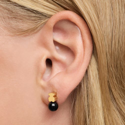 Kolczyki TOUS ze srebra powlekanego złotem 18-karatowym z onyksem Icon Mesh