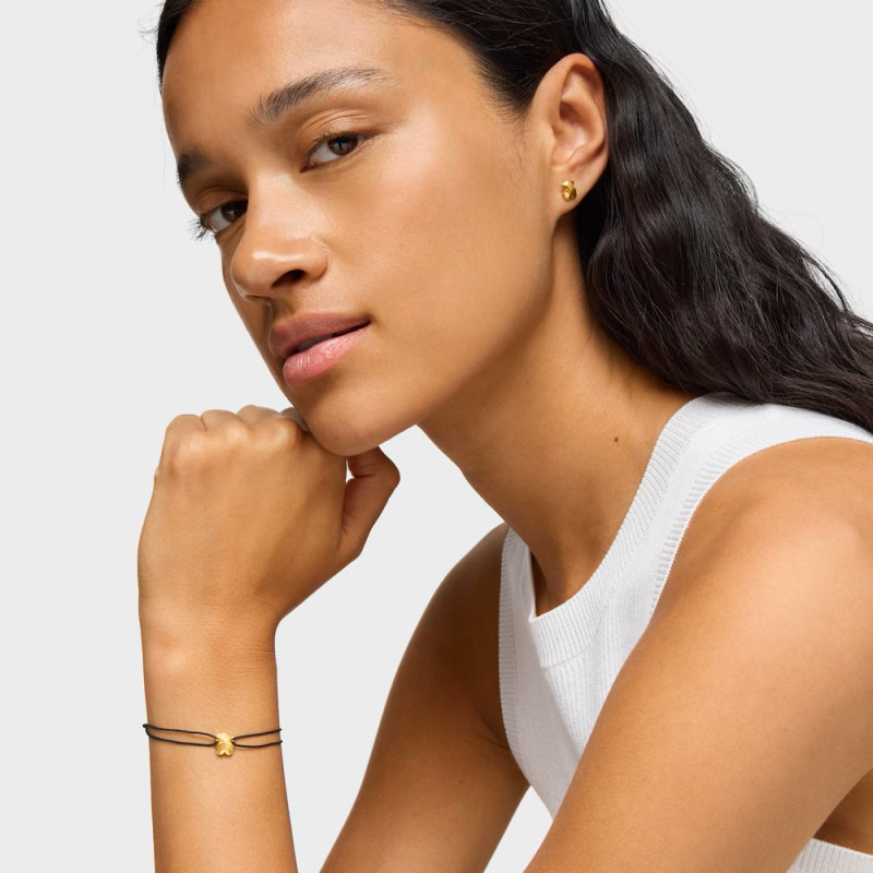 Bransoletka TOUS dwukolorowa nylonowa z motywem misia Icon Metal