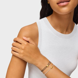 Bransoletka TOUS dwukolorowa nylonowa z motywem misia Icon Metal