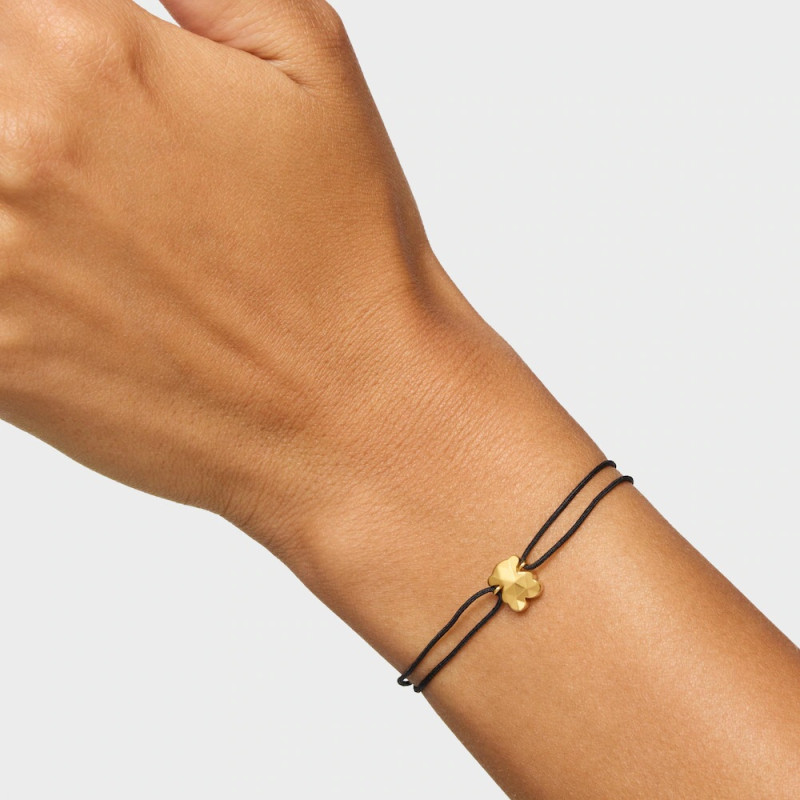 Bransoletka TOUS dwukolorowa nylonowa z motywem misia Icon Metal