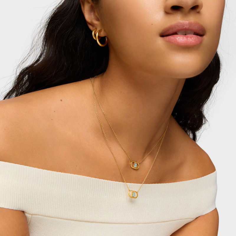 Naszyjnik ze srebra powlekanego złotem 18-karatowym z amazonitem TOUS Camille