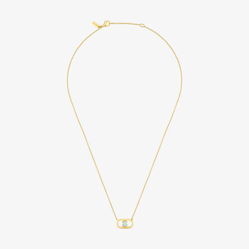 Naszyjnik ze srebra powlekanego złotem 18-karatowym z amazonitem TOUS Camille