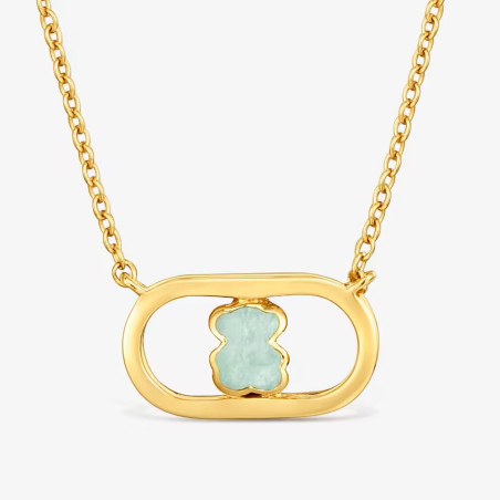 Naszyjnik ze srebra powlekanego złotem 18-karatowym z amazonitem TOUS Camille