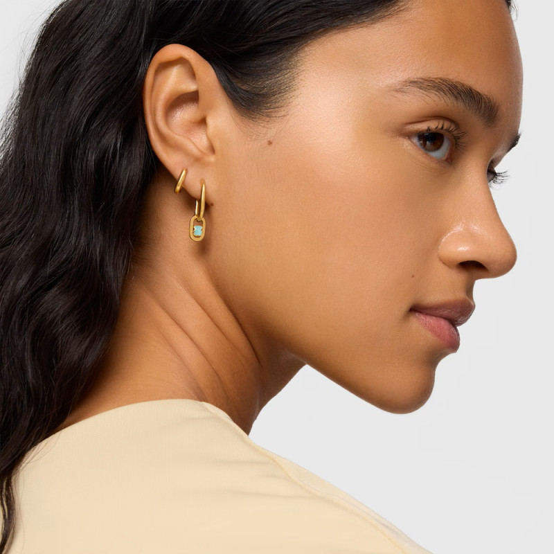 Kolczyki kreolki ze srebra powlekanego złotem 18-karatowym z amazonitem TOUS Camille