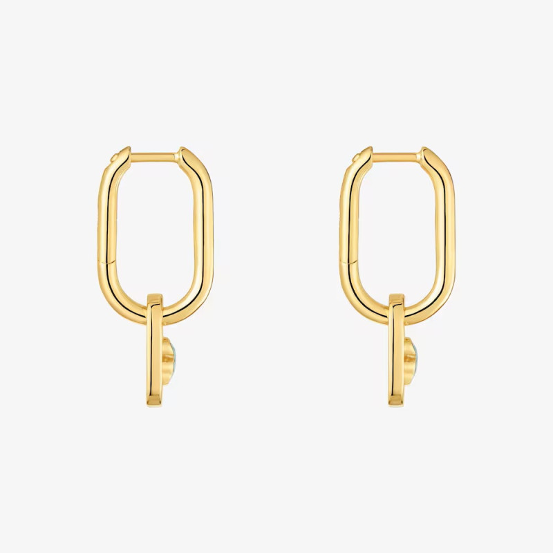 Kolczyki kreolki ze srebra powlekanego złotem 18-karatowym z amazonitem TOUS Camille