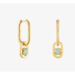 Kolczyki kreolki ze srebra powlekanego złotem 18-karatowym z amazonitem TOUS Camille