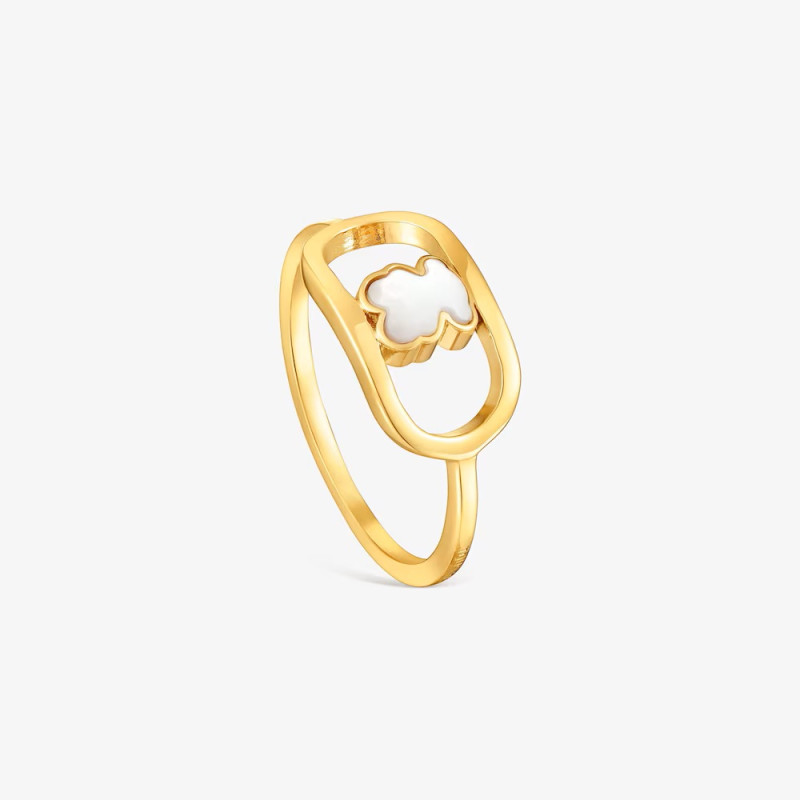 Pierścionek ze srebra powlekanego złotem 18-karatowym z masą perłową TOUS Camille