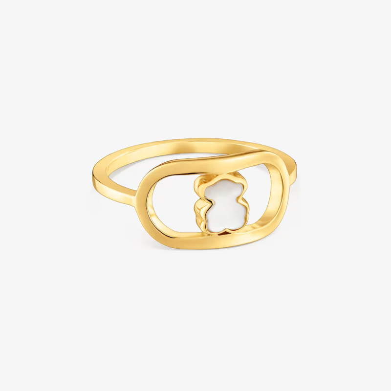 Pierścionek ze srebra powlekanego złotem 18-karatowym z masą perłową TOUS Camille