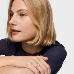 Pierścionek ze srebra powlekanego złotem 18-karatowym z masą perłową TOUS Camille