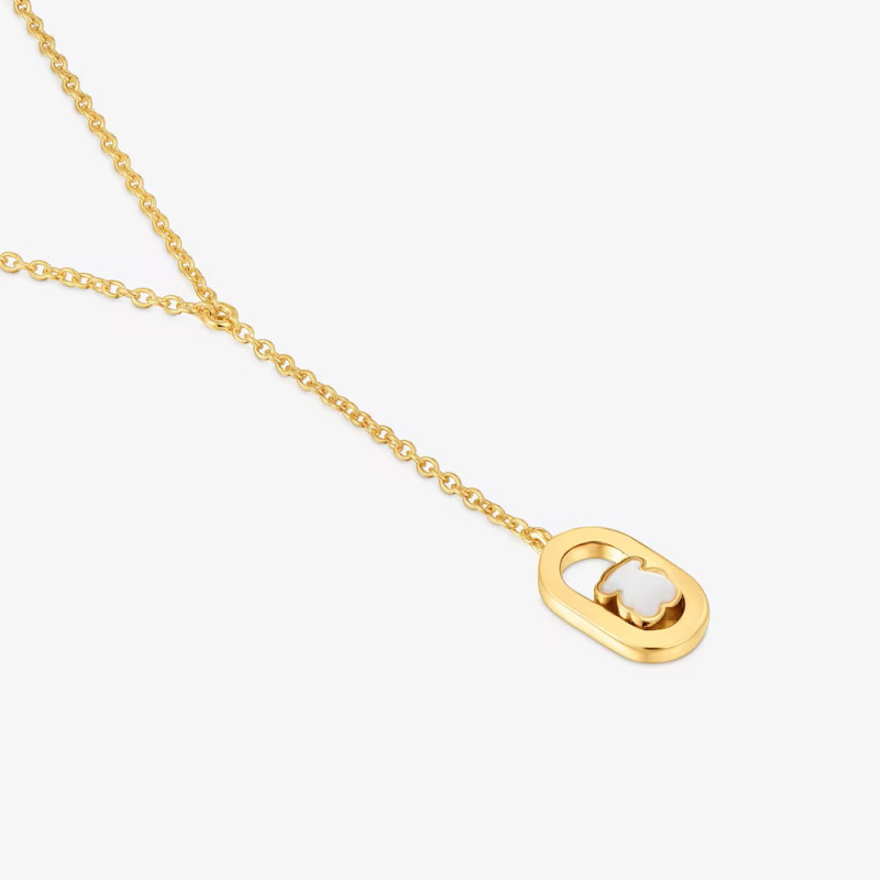 Naszyjnik ze srebra powlekanego złotem 18-karatowym z masą perłową TOUS Camille