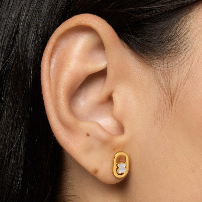 Kolczyki ze srebra powlekanego złotem 18-karatowym z masą perłową TOUS Camille