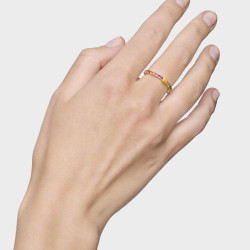 Pierścionek ze srebra powlekanego 18-karatowym złotem z kamieniami szlachetnymi TOUS Straight