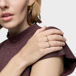 Pierścionek ze srebra powlekanego 18-karatowym złotem z kamieniami szlachetnymi TOUS Straight