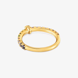 Pierścionek ze srebra powlekanego 18-karatowym złotem z kamieniami szlachetnymi TOUS Straight