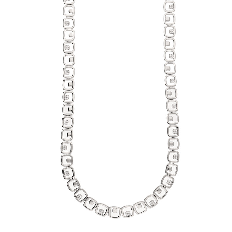 Srebrny Naszyjnik z Kwadratowymi Ramkami i Cyrkoniami - JubilerSezam.pl