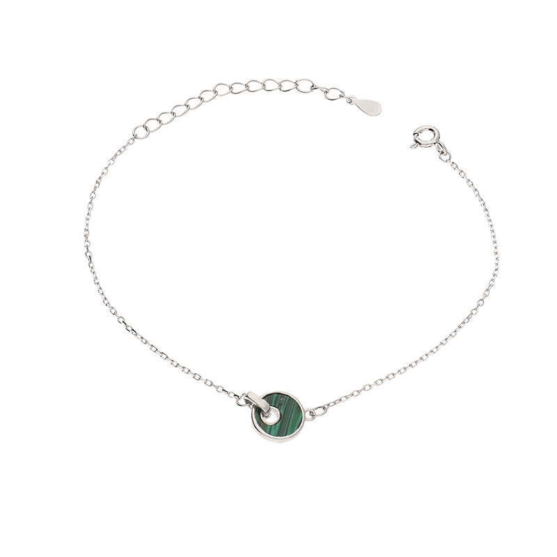 Srebrna Bransoletka z Malachitem Koło - JubilerSezam.pl