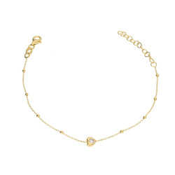 Pozłacana Bransoletka Serce z Cyrkonią - JubilerSezam.pl