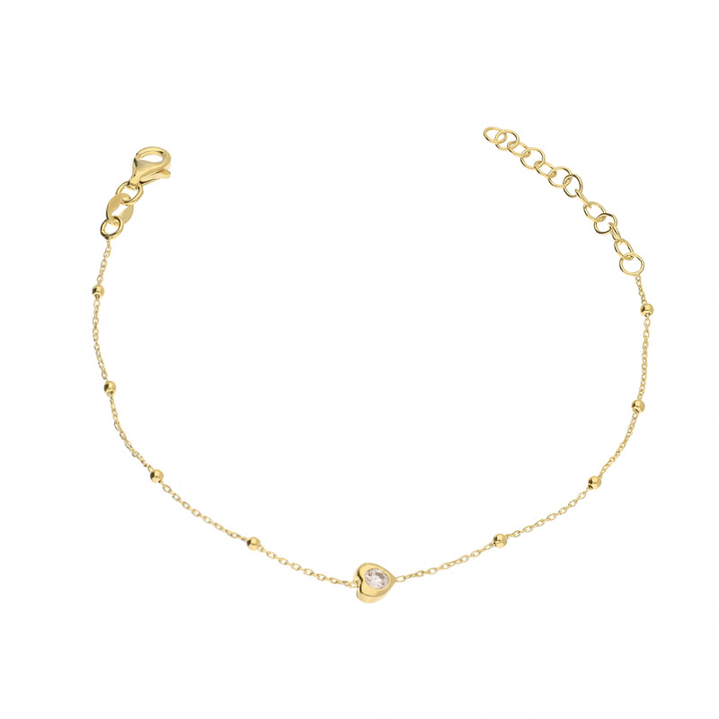 Pozłacana Bransoletka Serce z Cyrkonią - JubilerSezam.pl