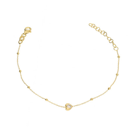 Pozłacana Bransoletka Serce z Cyrkonią - JubilerSezam.pl