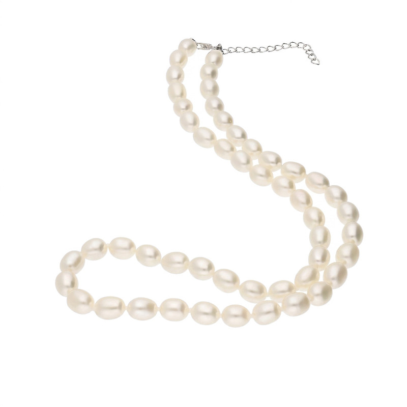 Srebrny Naszyjnik z Naturalnych Pereł Owalnych - JubilerSezam.pl