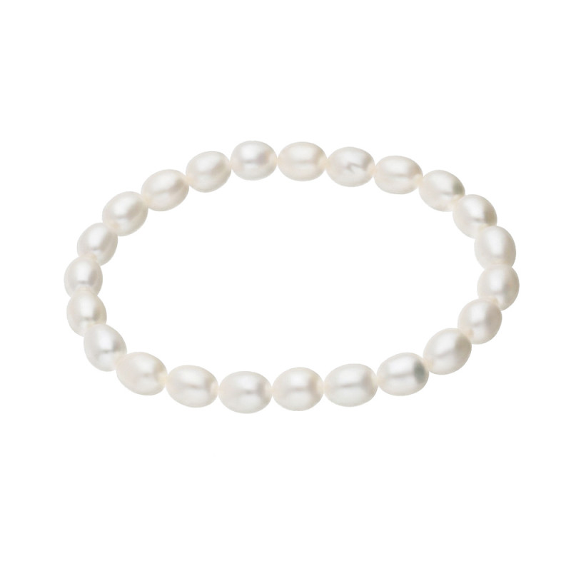 Bransoleta z perłami owalnymi na elastycznej gumce