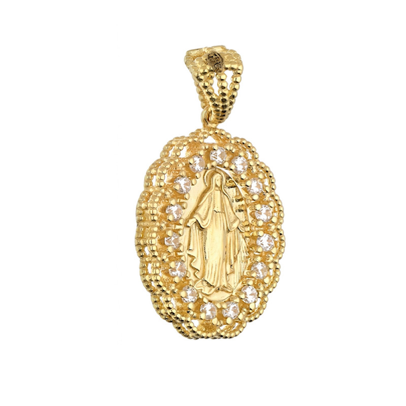 Złoty Medalik Niepokalana z Cyrkoniami - JubilerSezam.pl