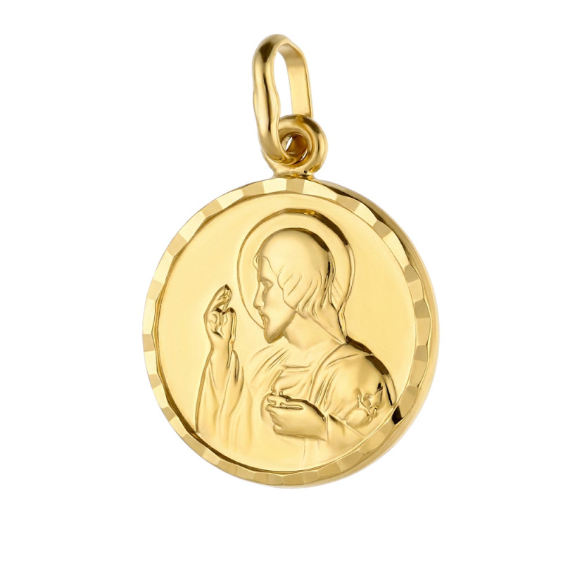 Medalik złoty Szkaplerz w grawerowanym kole próba 585