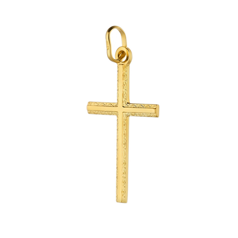 Złoty Krzyżyk Taflowany - Klasyczna Elegancja - JubilerSezam.pl