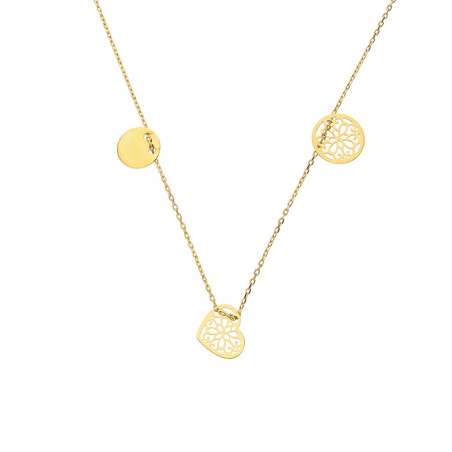 Naszyjnik złoty z sercem i kołami próba 375