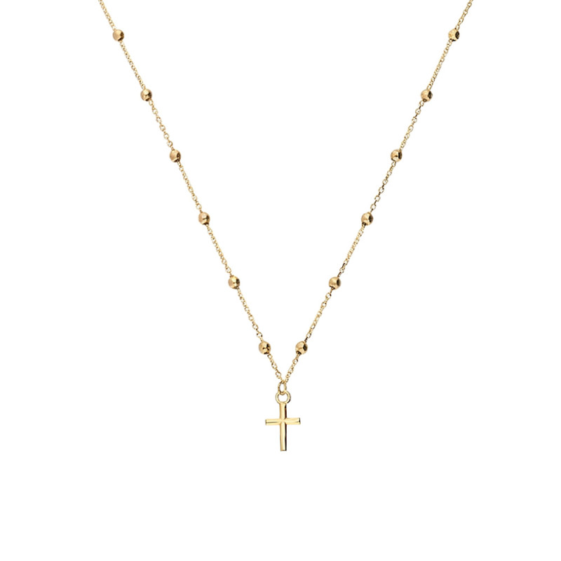 Złoty Naszyjnik z Krzyżykiem i Kulami - JubilerSezam.pl