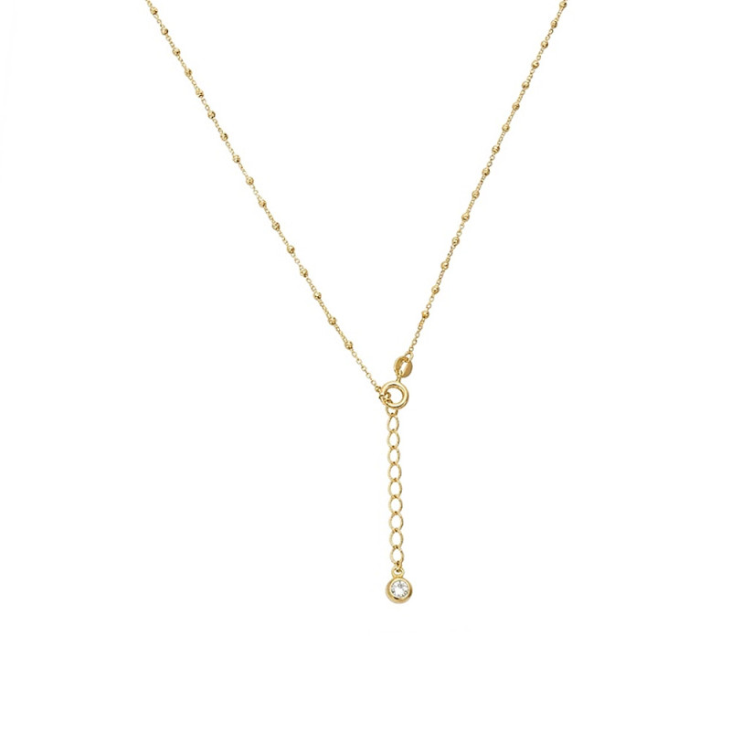 Złoty Naszyjnik z Grawerowanymi Kulkami i Cyrkonią - JubilerSezam.pl