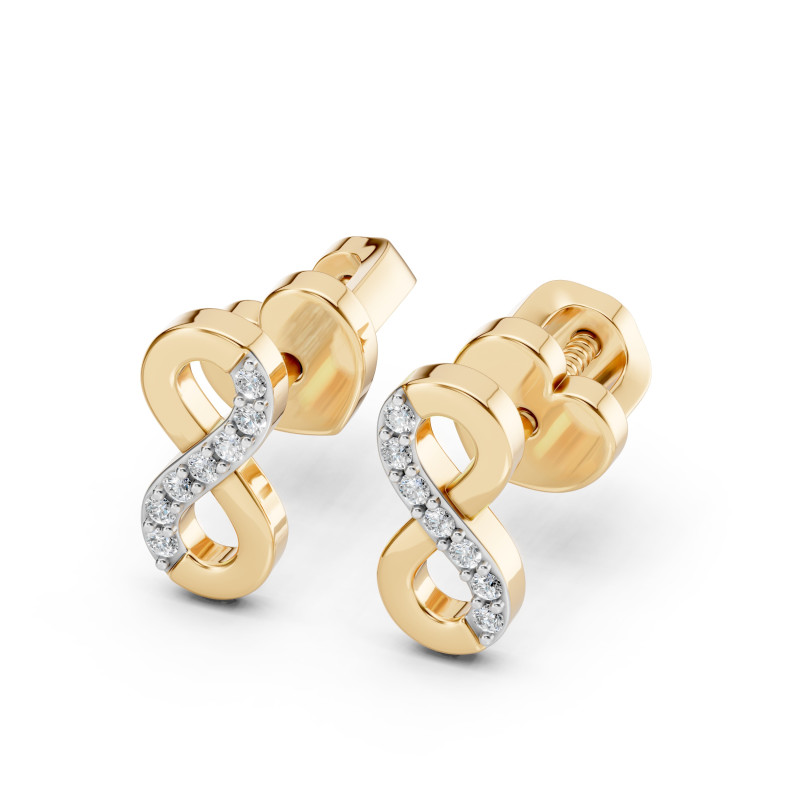Kolczyki Minimalizm z diamentami 102-10092-Y-0.09 - Jubiler Sezam