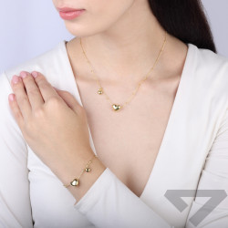 Naszyjnik srebrny 925 w kolorze złotym z dmuchanymi sercami i kulkami