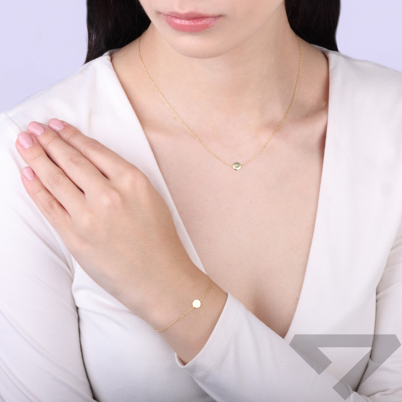 Naszyjnik srebrny 925 w kolorze złotym, kółko pełne na łańcuszku anker