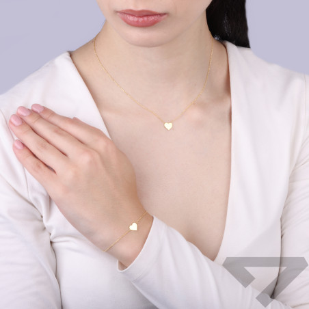 Bransoletka srebrna 925 z sercem na łańcuszku, srebro koloru złotego