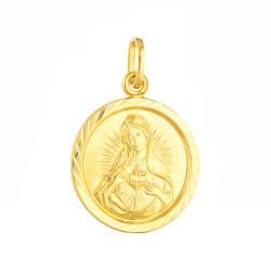 Medalik Serce Maryji w kole, złoto próby 585
