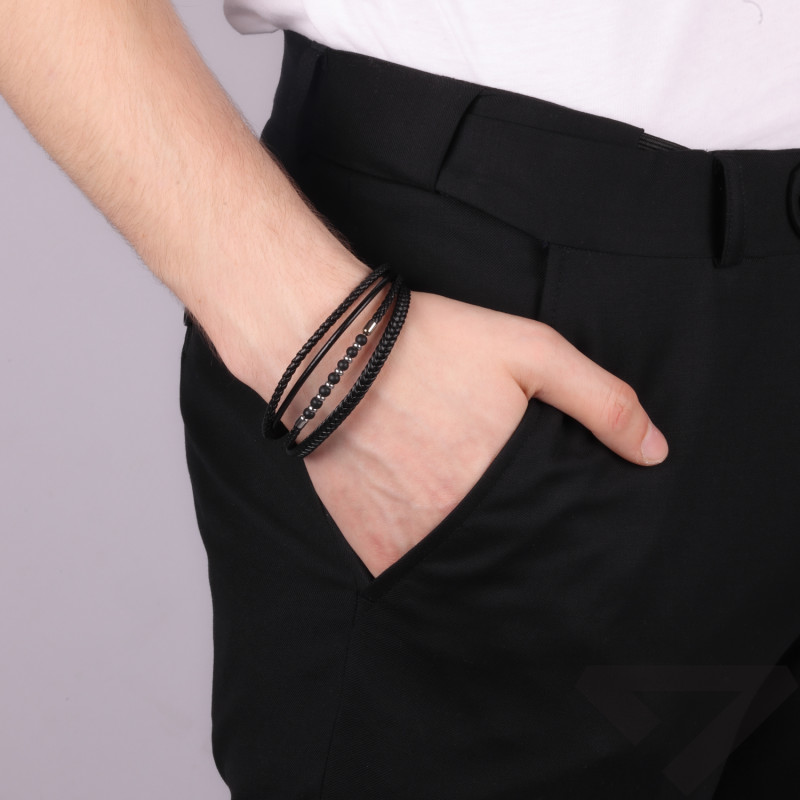 Bransoleta męska stalowa poczwórna z kulkami