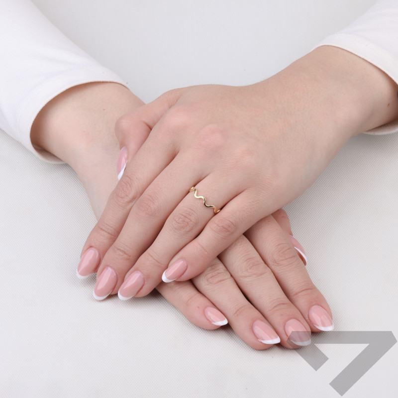 Pierścionek złoty fala, próba 585