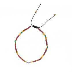 Bransoletka sznurkowa z kulkami i kostkami, elementy ze srebra 925