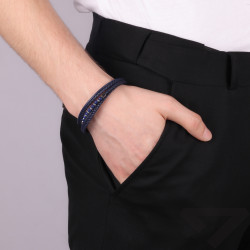 Bransoletka stalowa ze skóry koloru niebieskiego