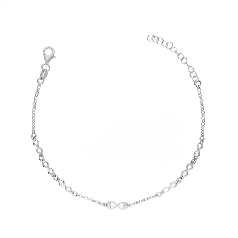 Bransoletka srebrna infinity ramka na łańcuszku, próba 925