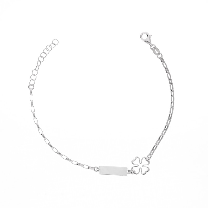 Bransoletka srebrna blaszka z koniczynką, próba 925