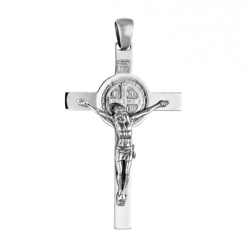 Krzyżyk Benedyktyński z wizerunkiem Pana Jezusa, srebro 925